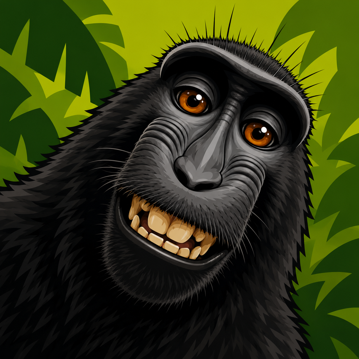Cartoon illustration of the Black Ape mascot taking a selfie